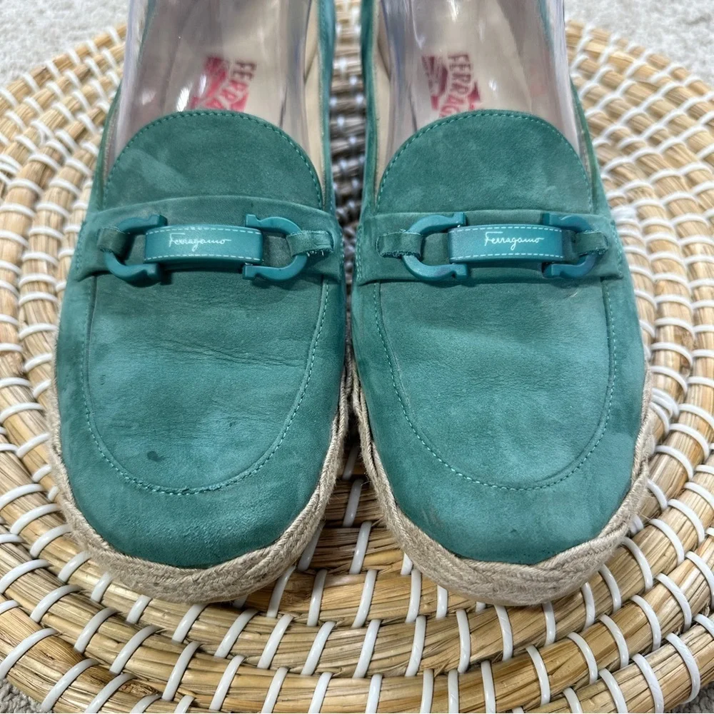 Salvatore Ferragamo Women’s Gancini Espadrilles Flats Shoes Slip On Suede 8B